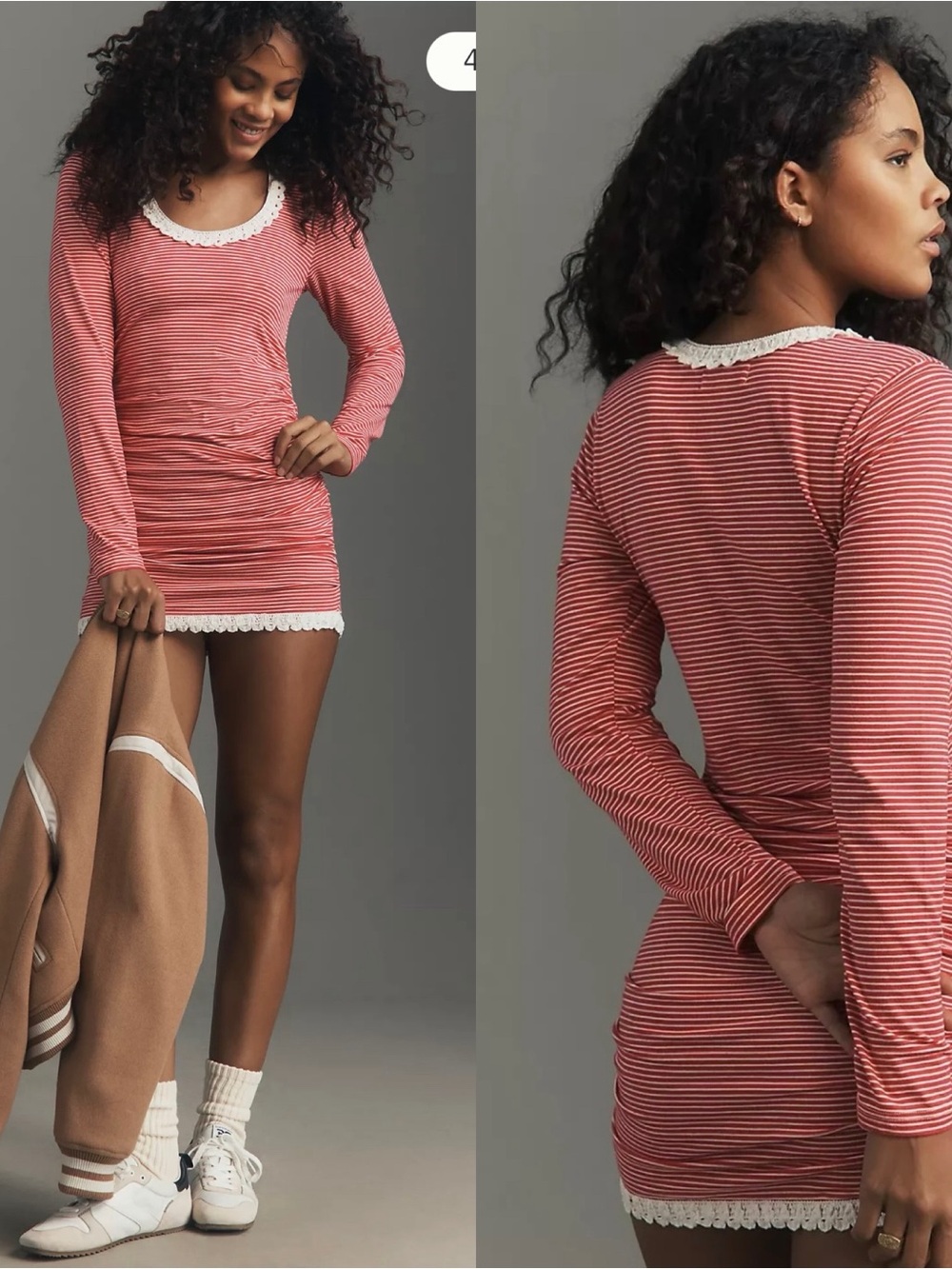 Anthropologie Daily Practice Long Sleeve Lace Up Mini Dress Size Medium